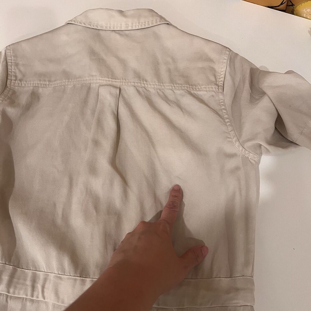 Marine Layer Jumpsuit Womens Small Beige Short Sleeve Button Front Utility - Picture 11 of 11